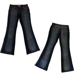 Y2K Lazer Jean dark wash flare ramie denim jean
